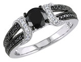 Black & White Diamond Ring 1.00 Carat (ctw) in 10K White Gold